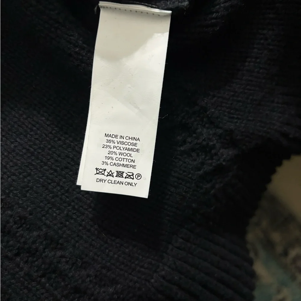 Kate Spade Cable Knit Peplum Sweater XS Black 3/4 Sleeve Wool Cashmere Blend